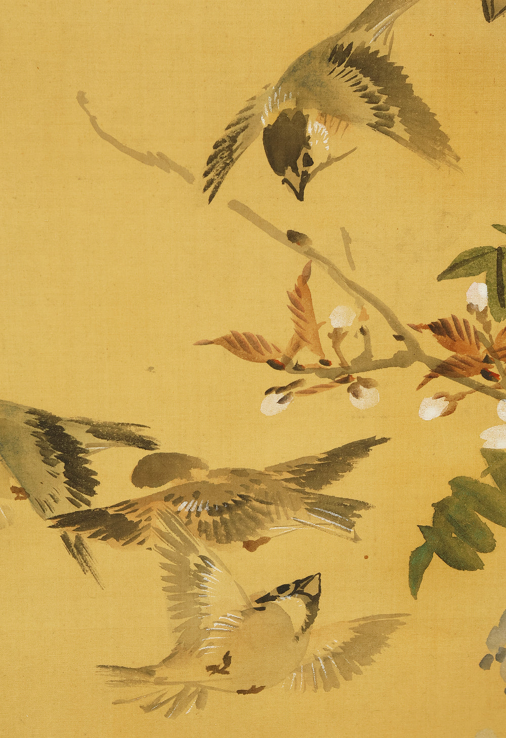 里見雲嶺 Satomi Unrei (1849-1928) Japanese art kakejiku kakemono wall hanging scroll / Four Seasons Flowers and Various Birds with Original Box (Tomobako) RE519 - Image 13