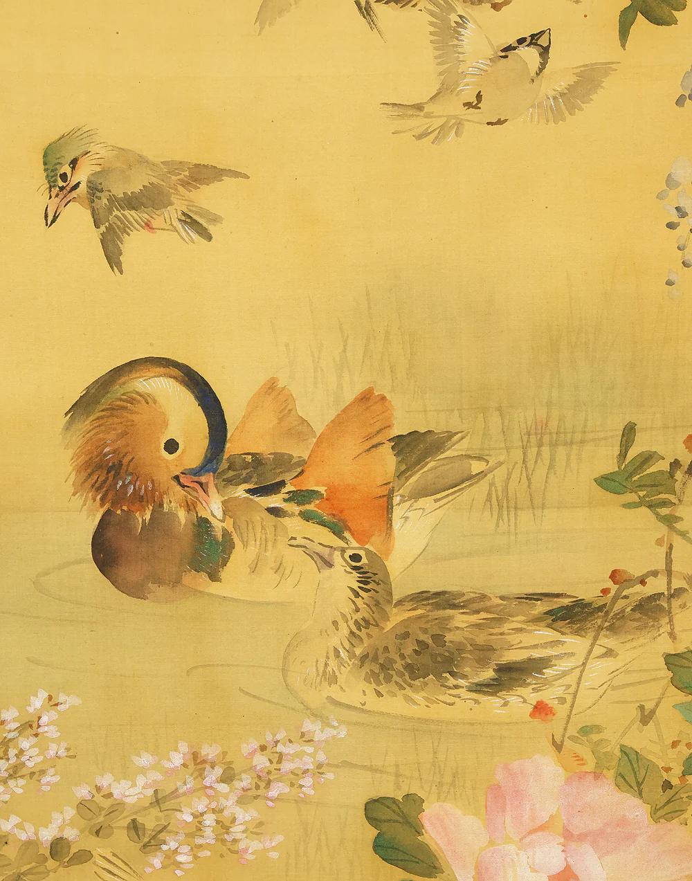 里見雲嶺 Satomi Unrei (1849-1928) Japanese art kakejiku kakemono wall hanging scroll / Four Seasons Flowers and Various Birds with Original Box (Tomobako) RE519 - Image 15