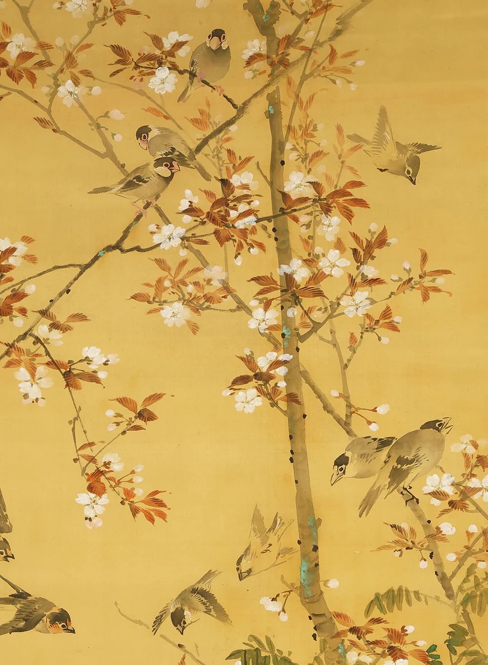 里見雲嶺 Satomi Unrei (1849-1928) Japanese art kakejiku kakemono wall hanging scroll / Four Seasons Flowers and Various Birds with Original Box (Tomobako) RE519 - Image 5