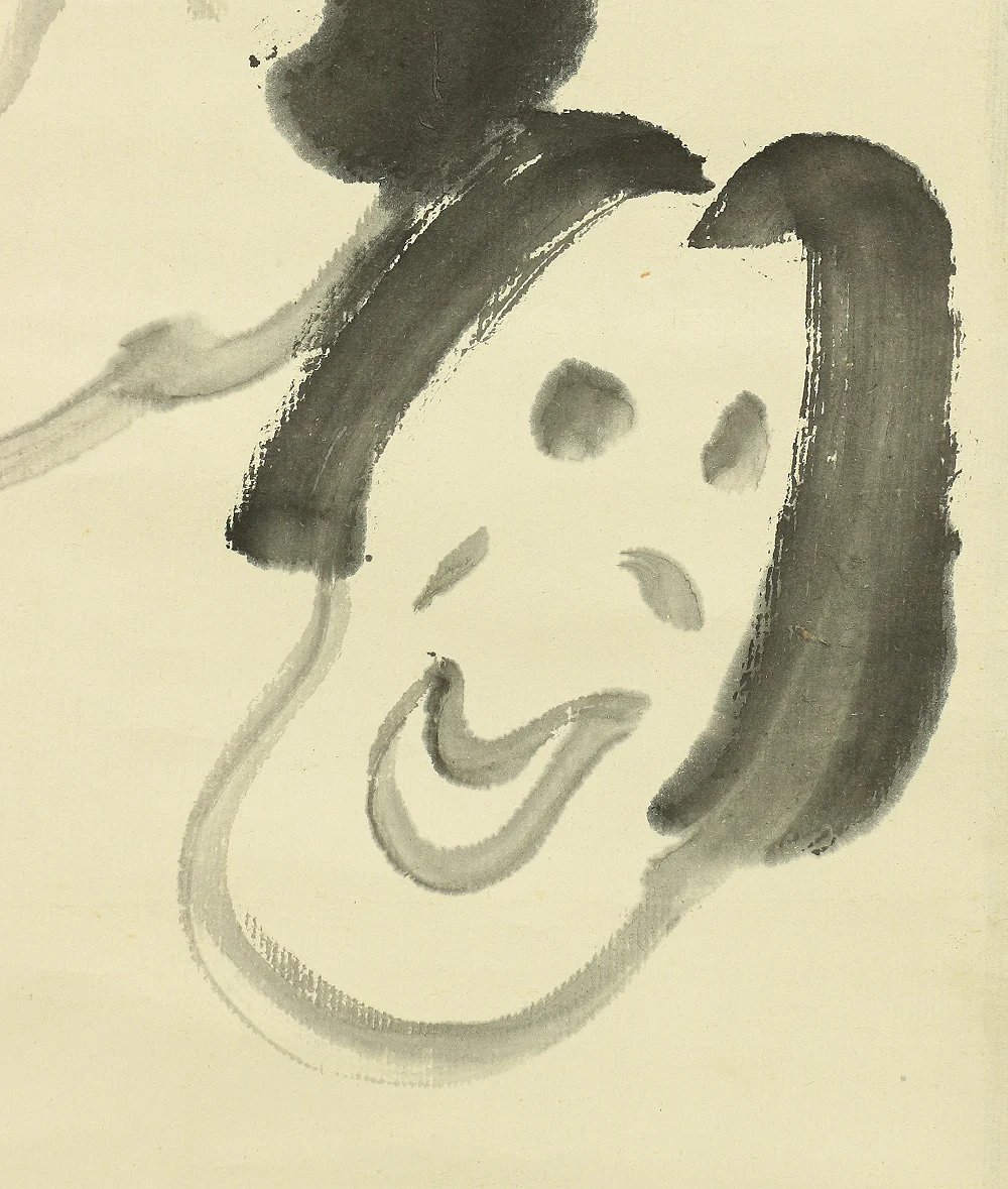 仙厓義梵 Sengai Gibon (1750-1837) Japanese antique art kakejiku kakemono wall hanging scroll / Three Fuku (Happy Thing) 願におうた福こそ うれしけれ はなかひくうて 法か高うて with Box RA889 - Image 11