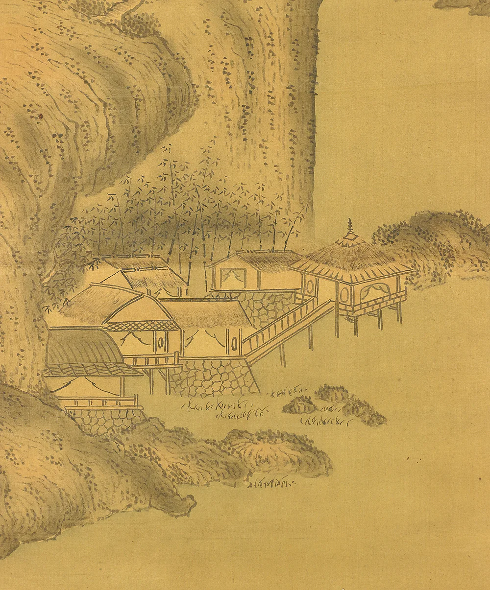 司馬江漢 Shiba Kokan (1747-1818) Japanese antique art kakejiku kakemono wall hanging scroll / Suiboku Ink Landscape Sansui with Box A629 - Image 8
