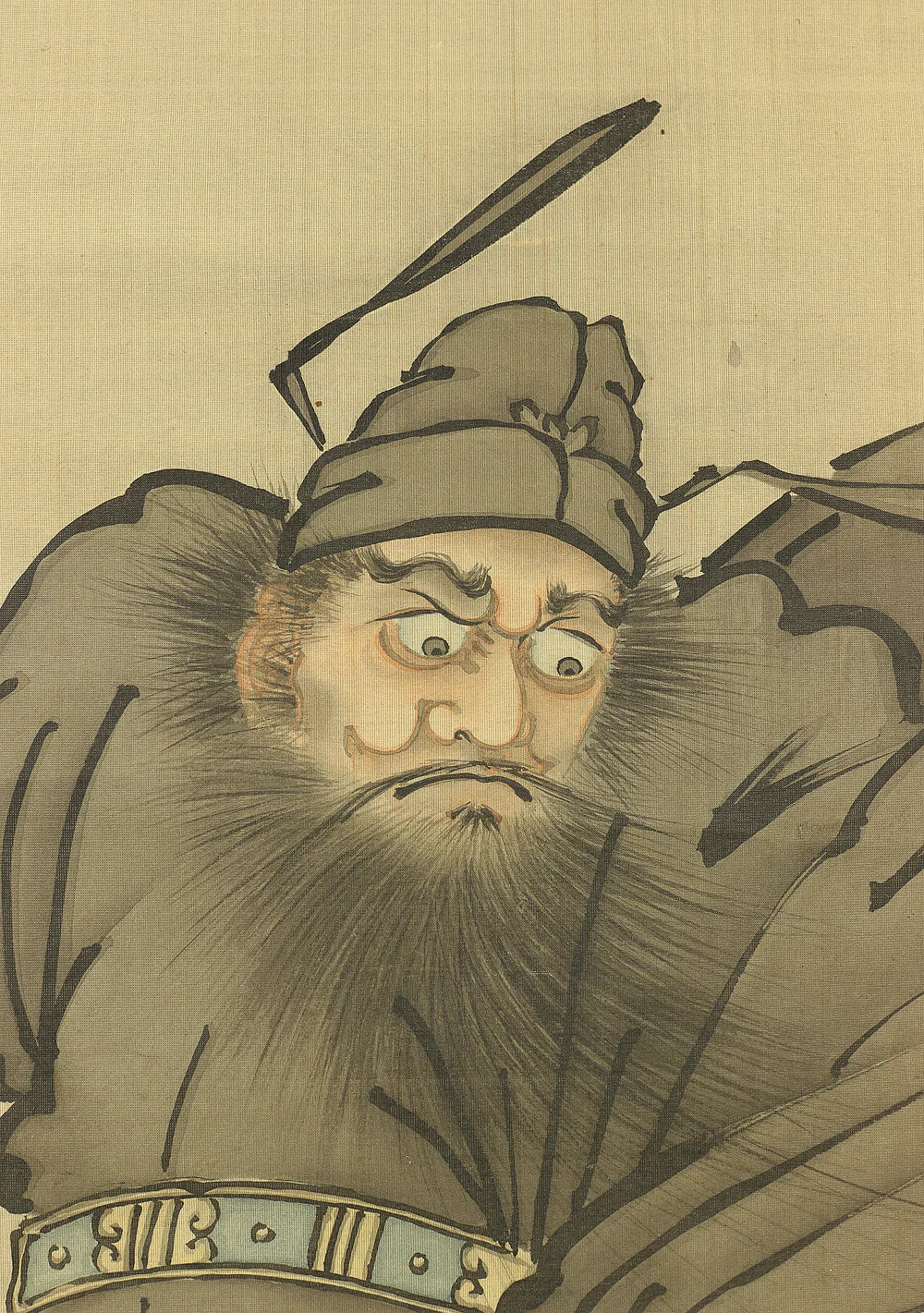 柴田是真 Shibata Zeshin (1807-1891) Japanese antique art kakejiku kakemono wall hanging scroll / Shoki catching blue Oni Ogre W656 - Image 6