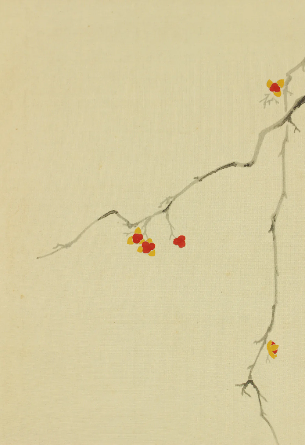 真道黎明 Shindo Reimei (1897-1978) Japanese art kakejiku kakemono wall hanging scroll / Bullfinch Perching on Plum Tree and Pheasant's-eye with Box RD114 - Image 5