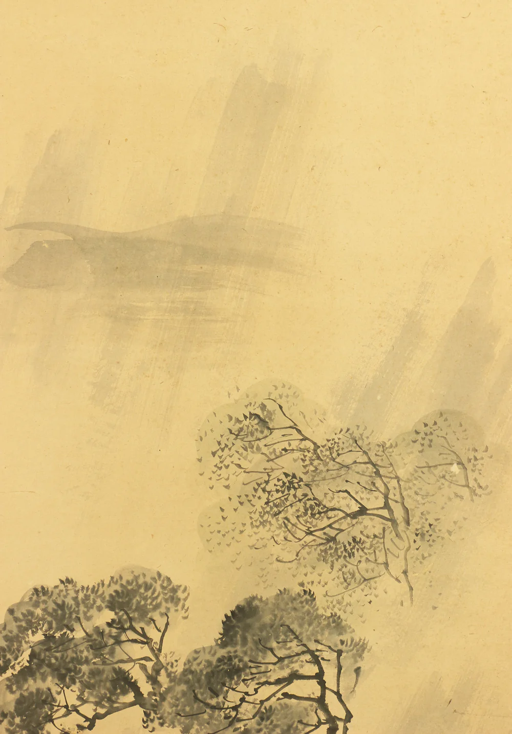 塩川文麟 Shiokawa Bunrin (1808-1877) Byobu Folding Screen Room divider 2 panels / 1862 (壬戌) 'Rainy and Snow Winter Landscape Sansui' Two Panels Folding Screens Room Dividers VA250 - Image 5