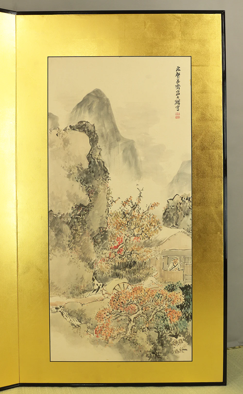 塩川文麟 Shiokawa Bunrin (1808-1877) Gold Framed 'Four Season's (Spring Summer Autumn Winter) Sansui Landscape' Paired Two Panels Byobu Folding Screens Room Dividers VA356 - Image 29