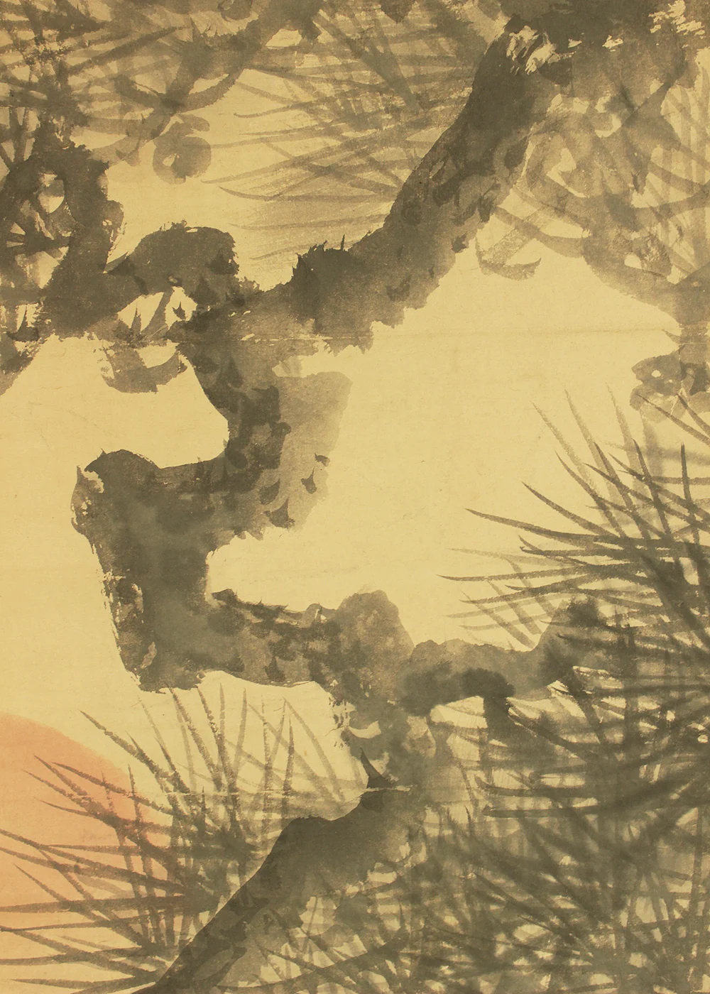 塩川文麟 Shiokawa Bunrin (1808-1877) Japanese antique art kakejiku kakemono wall hanging scroll / Rising Sun and Pine Tree RD489 - Image 6