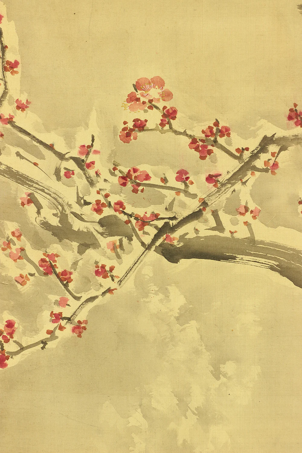 塩川文麟 Shiokawa Bunrin (1808-1877) Japanese antique art kakejiku kakemono wall hanging scroll / Sparrow and Red Plum in Snow with Box RA438 - Image 10