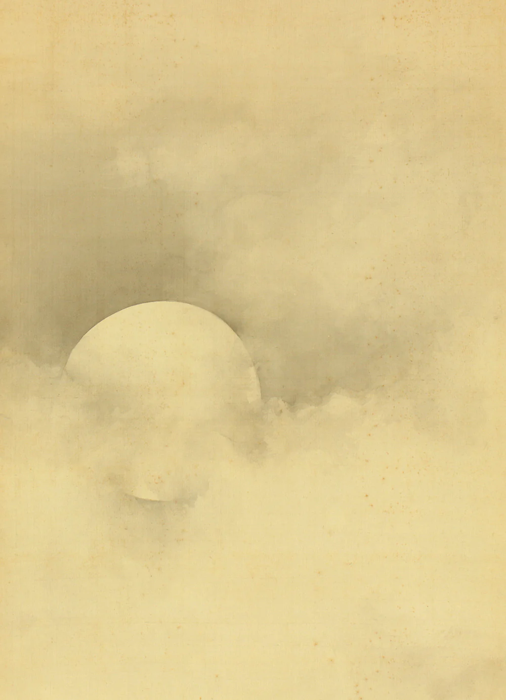 塩川文麟 Shiokawa Bunrin (1808-1877) Japanese antique art kakejiku kakemono wall hanging scroll / Moon Peeking From Behind Clouds with Box RC839 - Image 4