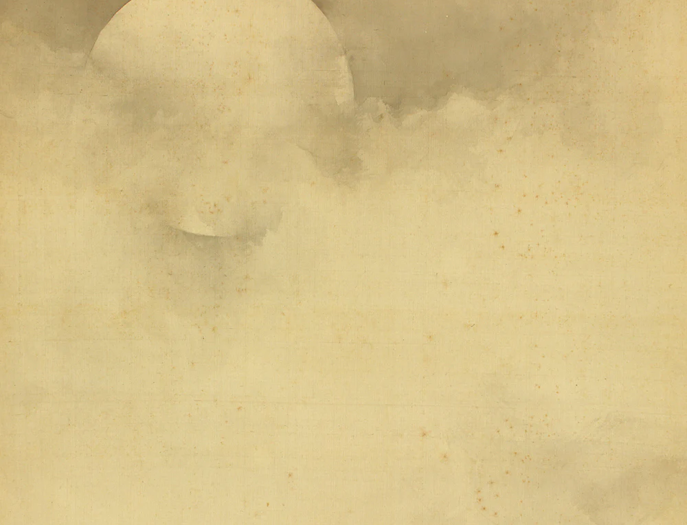 塩川文麟 Shiokawa Bunrin (1808-1877) Japanese antique art kakejiku kakemono wall hanging scroll / Moon Peeking From Behind Clouds with Box RC839 - Image 7