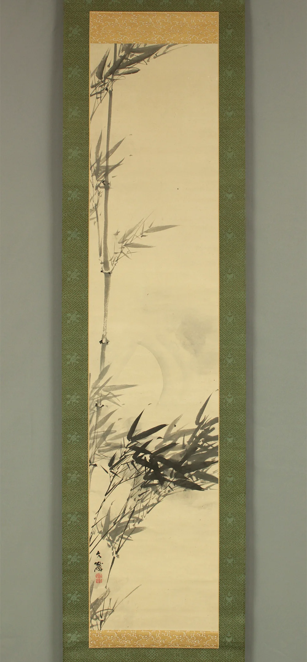 塩川文麟 Shiokawa Bunrin (1808-1877) Japanese antique art Paired kakejiku kakemono wall hanging scrolls / Sun and Moon, Pine Bamboo with Box RC754 - Image 14