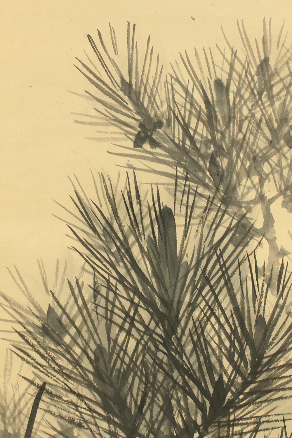 塩川文麟 Shiokawa Bunrin (1808-1877) Japanese antique art Paired kakejiku kakemono wall hanging scrolls / Sun and Moon, Pine Bamboo with Box RC754 - Image 7