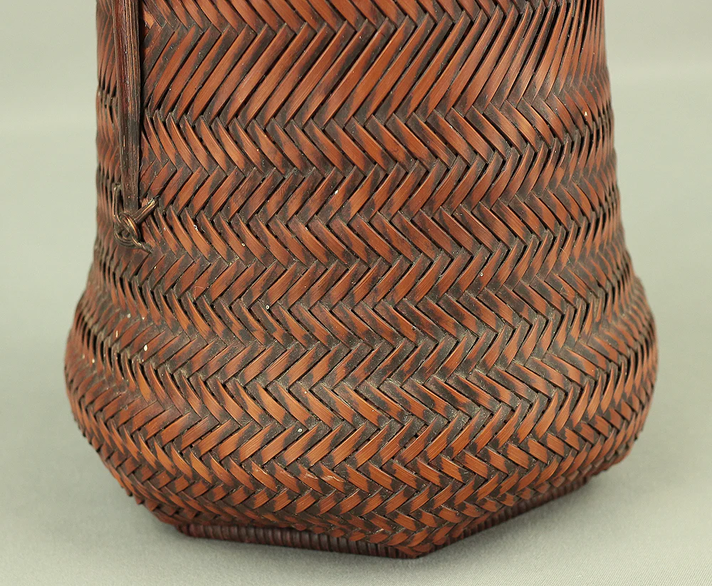 塩月寿籃 Shiotsuki Juran (b1948) Japanese Hanakago Bamboo Woven Flower Vase Basket VA188 - Image 12