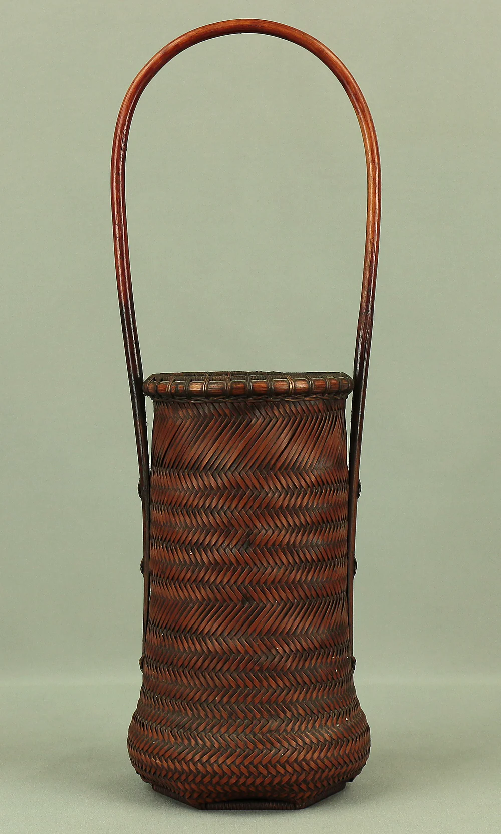塩月寿籃 Shiotsuki Juran (b1948) Japanese Hanakago Bamboo Woven Flower Vase Basket VA188 - Image 14