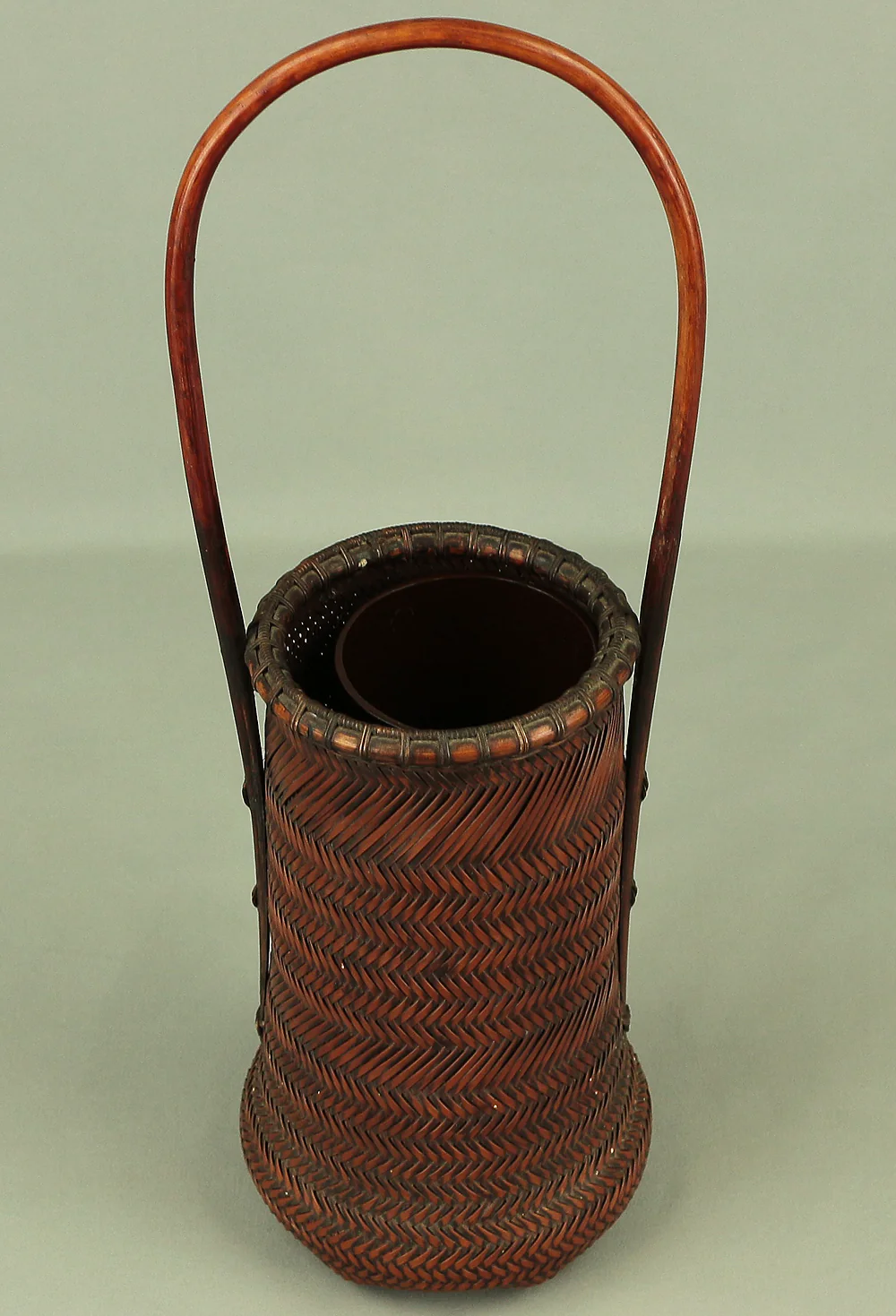 塩月寿籃 Shiotsuki Juran (b1948) Japanese Hanakago Bamboo Woven Flower Vase Basket VA188 - Image 20