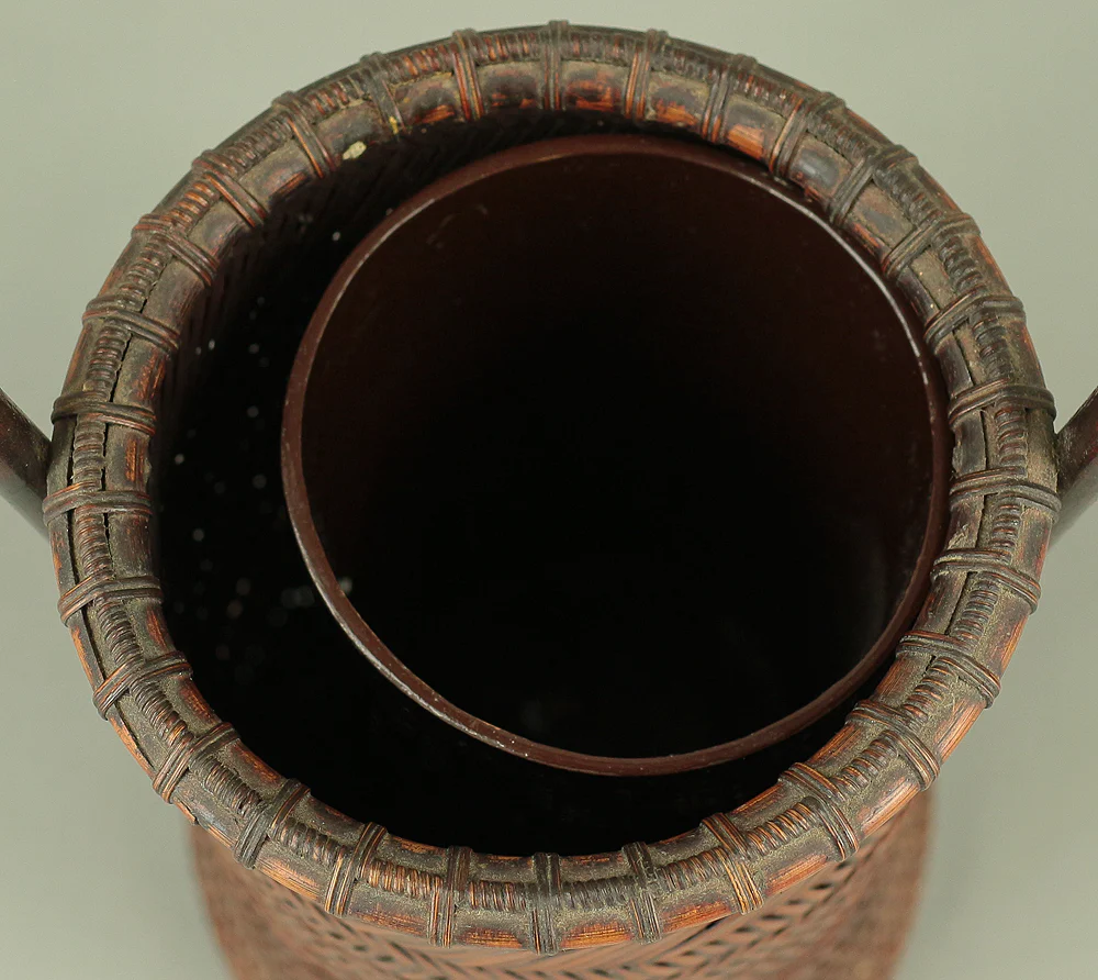 塩月寿籃 Shiotsuki Juran (b1948) Japanese Hanakago Bamboo Woven Flower Vase Basket VA188 - Image 22