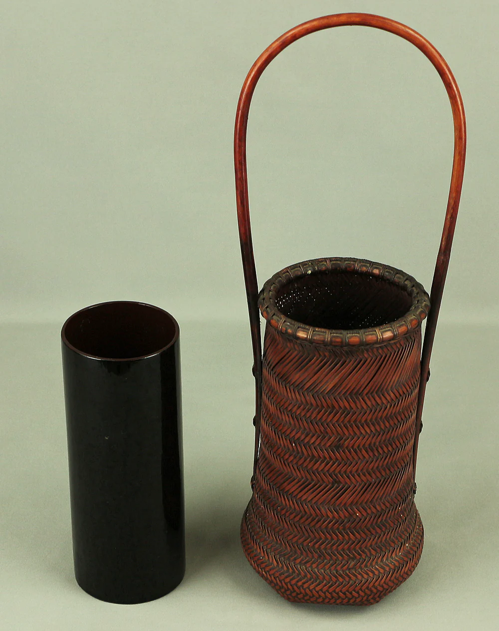 塩月寿籃 Shiotsuki Juran (b1948) Japanese Hanakago Bamboo Woven Flower Vase Basket VA188 - Image 23