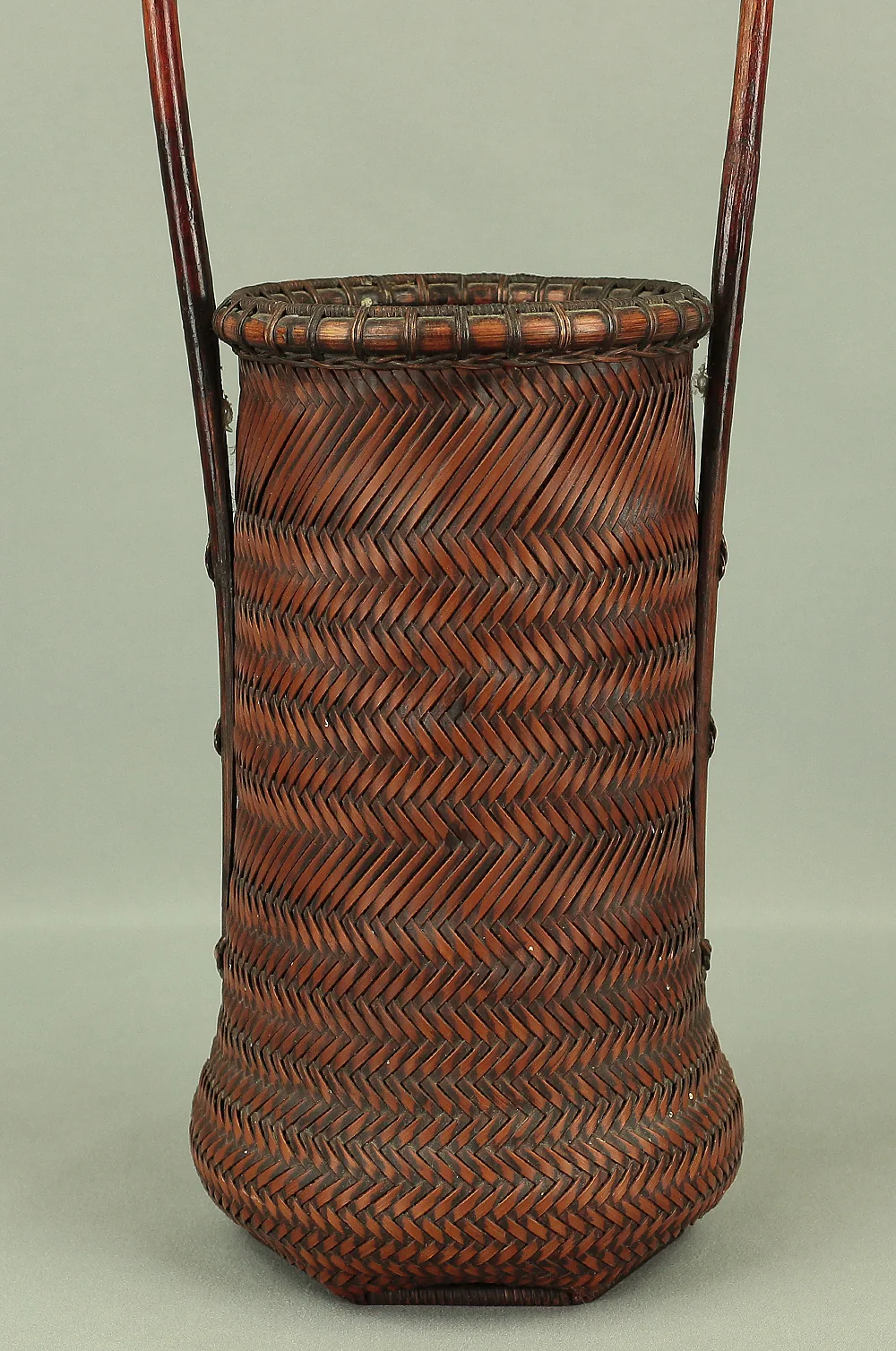 塩月寿籃 Shiotsuki Juran (b1948) Japanese Hanakago Bamboo Woven Flower Vase Basket VA188 - Image 6