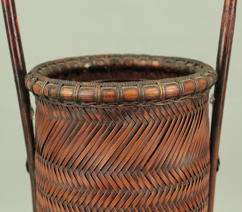 塩月寿籃 Shiotsuki Juran (b1948) Japanese Hanakago Bamboo Woven Flower Vase Basket VA188 - Image 7
