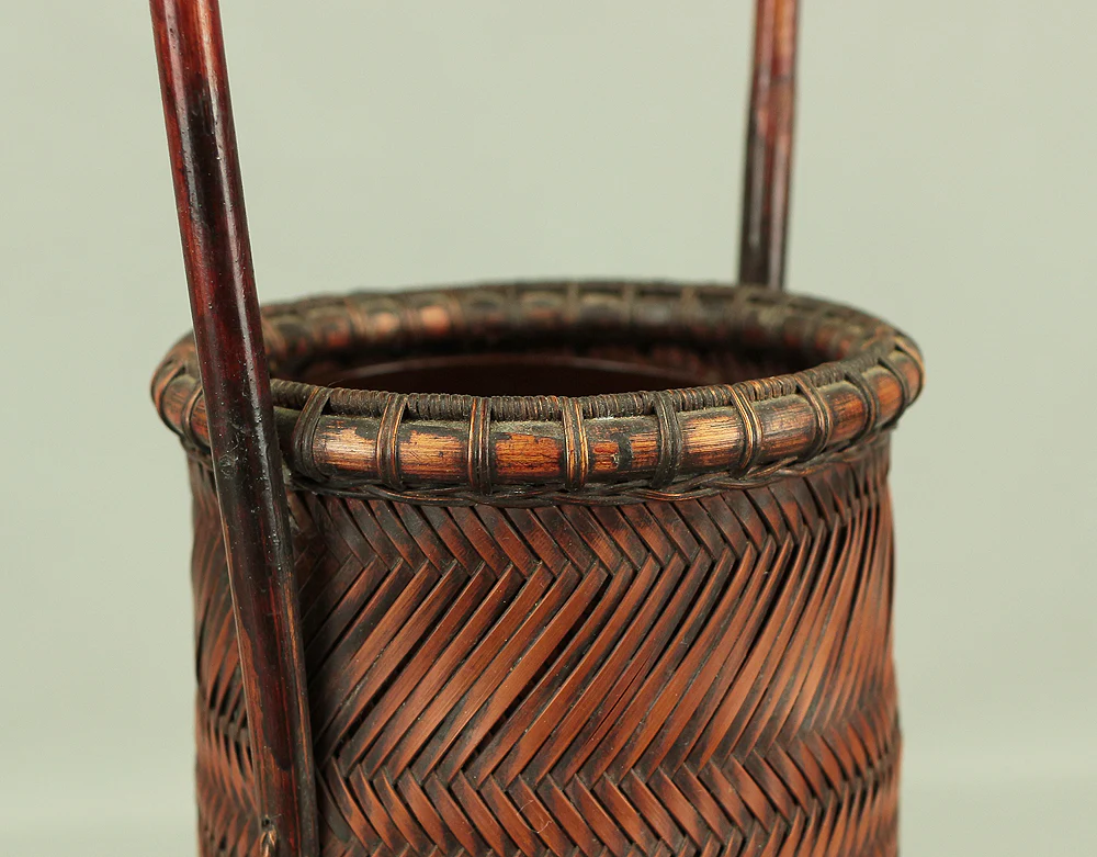 塩月寿籃 Shiotsuki Juran (b1948) Japanese Hanakago Bamboo Woven Flower Vase Basket VA188 - Image 8