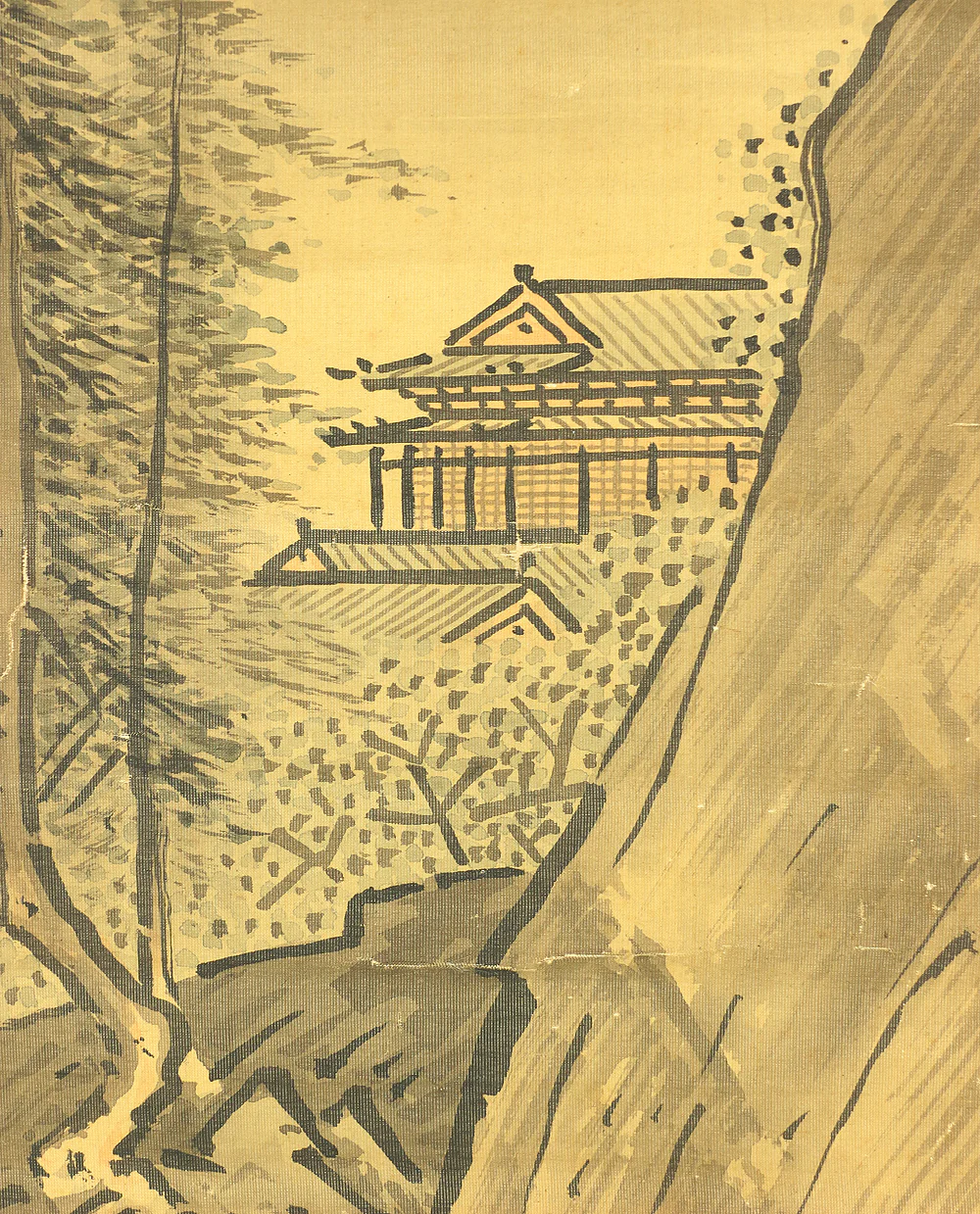 秋月等観 Shugetsu Tokan (active around 1490) Japanese antique art paired kakejiku kakemono wall hanging scrolls / Broken Ink Landscape (Haboku Suiboku Ink Sansui) River Boat Wise Man RB966 - Image 11