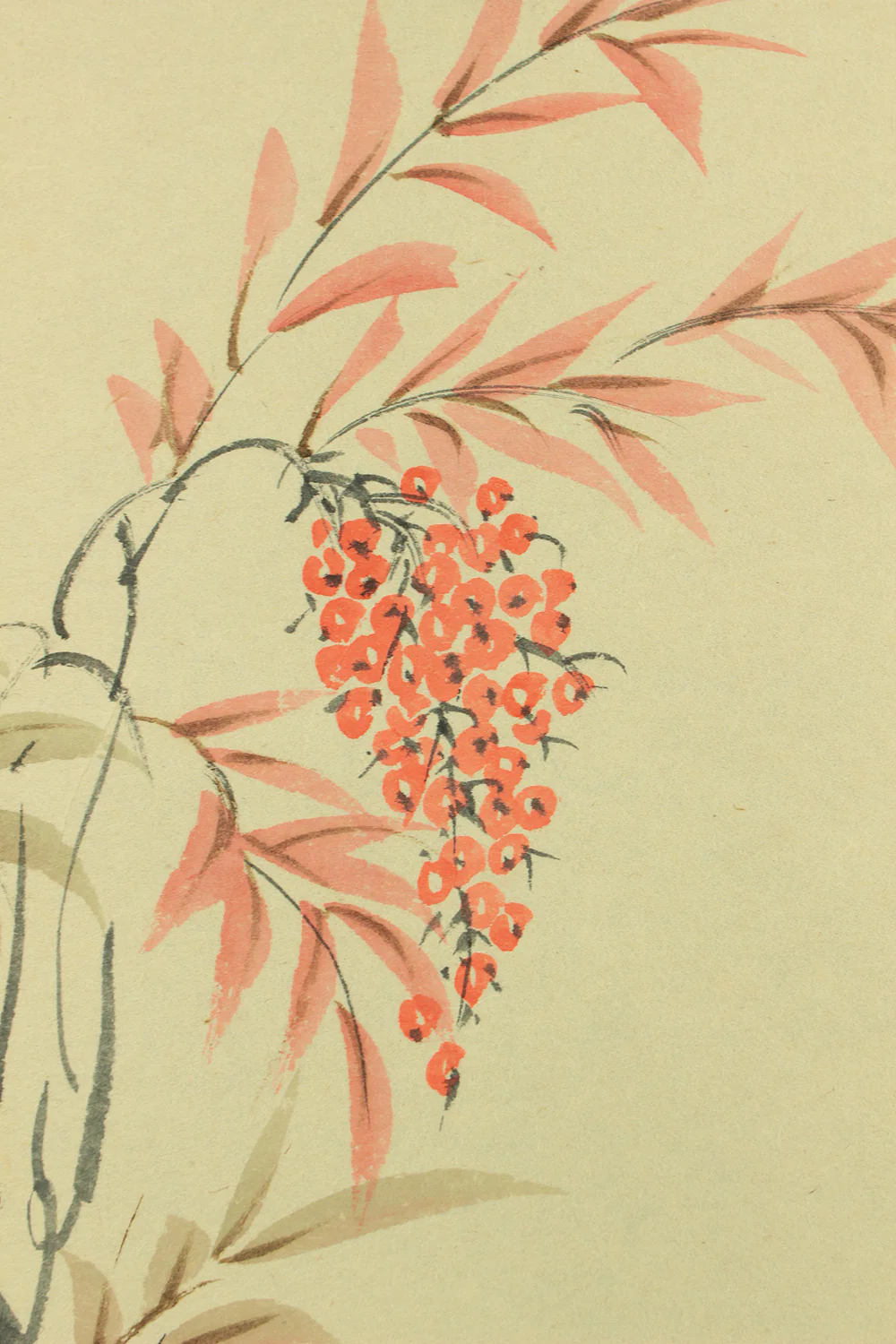 須賀玄道 Suga Gendo (b1919) Daitoku-ji Japanese Zen kakejiku kakemono wall hanging scroll / Nandina, Amur adonis, and Two Sparrows - 福寿 (Long Life and happiness) with Original Box (Tomobako) RD747 - Image 11