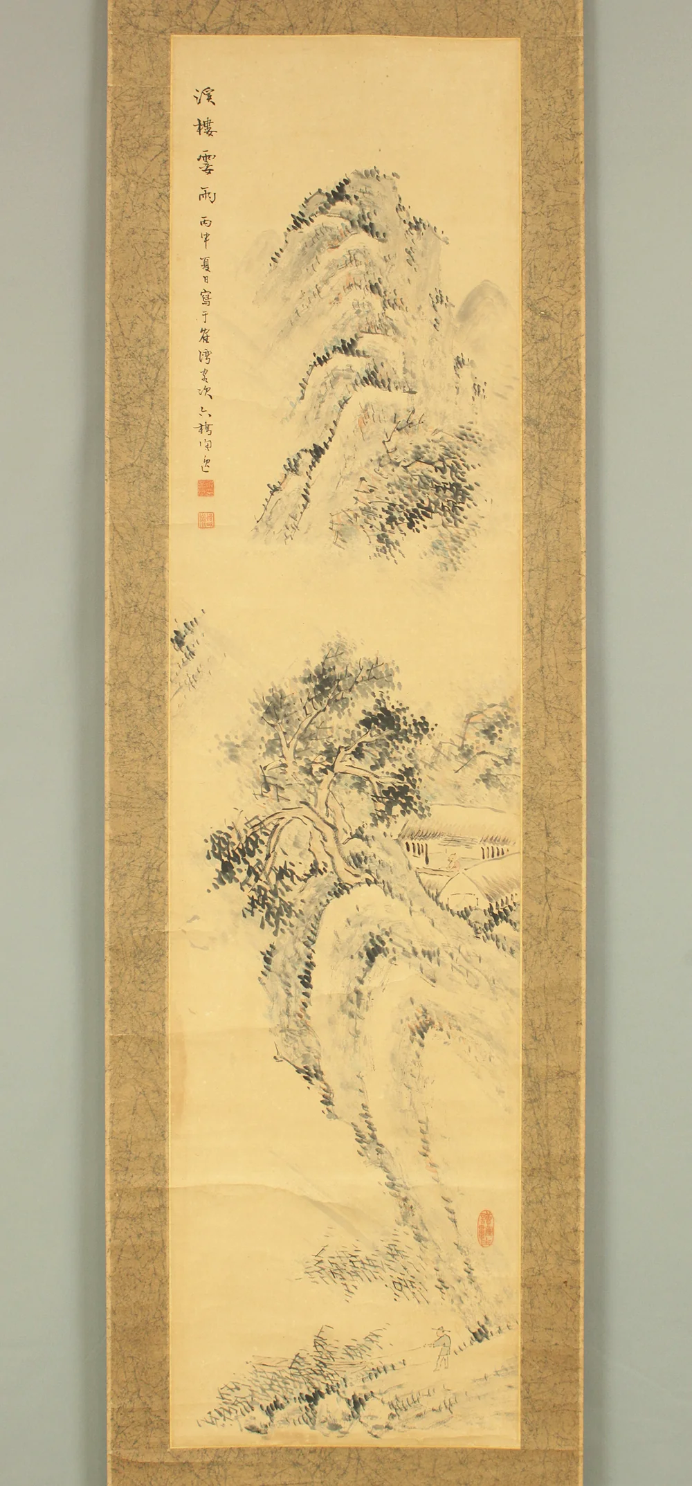 杉渓六橋 Sugitani Rokkyo (1865-1944) Japanese art kakejiku kakemono wall hanging scroll / Mountains Rivers and Hermitage Landscapes RC859