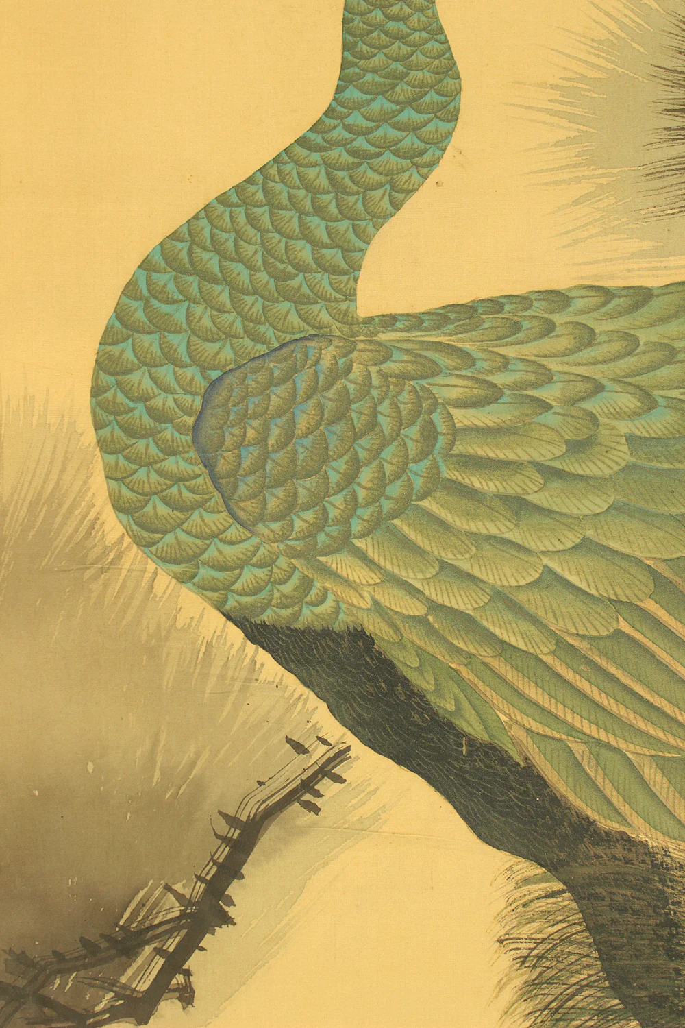 鈴木華邨 Suzuki Kason (1860-1919) Japanese art Large kakejiku kakemono wall hanging scroll / Peacock Perched Pine Tree with Box RD729 - Image 8