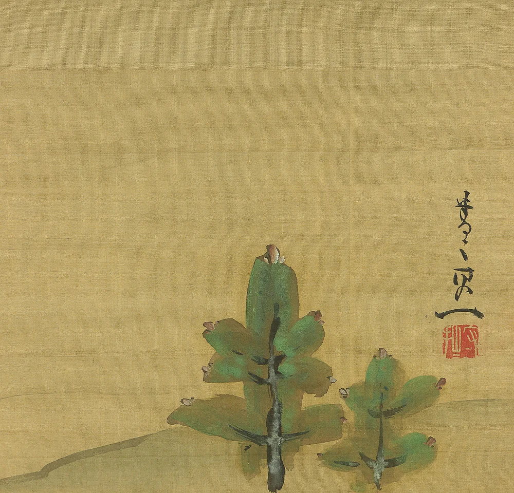 鈴木其一 Suzuki Kiitsu (1796-1858) Japanese antique art kakejiku kakemono wall hanging scroll / Flying Five Cranes, Rising Sun, and Pine with Box RA188 - Image 9