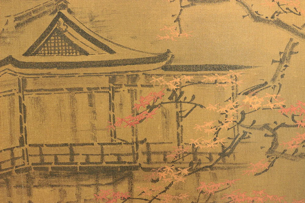 鈴木松年 Suzuki Shonen (1848-1918) Japanese Pair of Room divider Byobu 6 panels Folding screen / Shoki, Kiyomizu-dera in autumn, Dragon, Tiger, Chicken, Hotei, Pine Tree, Kiyomizu-dera in winter, Crane, Jurojin, Arashiyama in spring etc V888 - Image 15