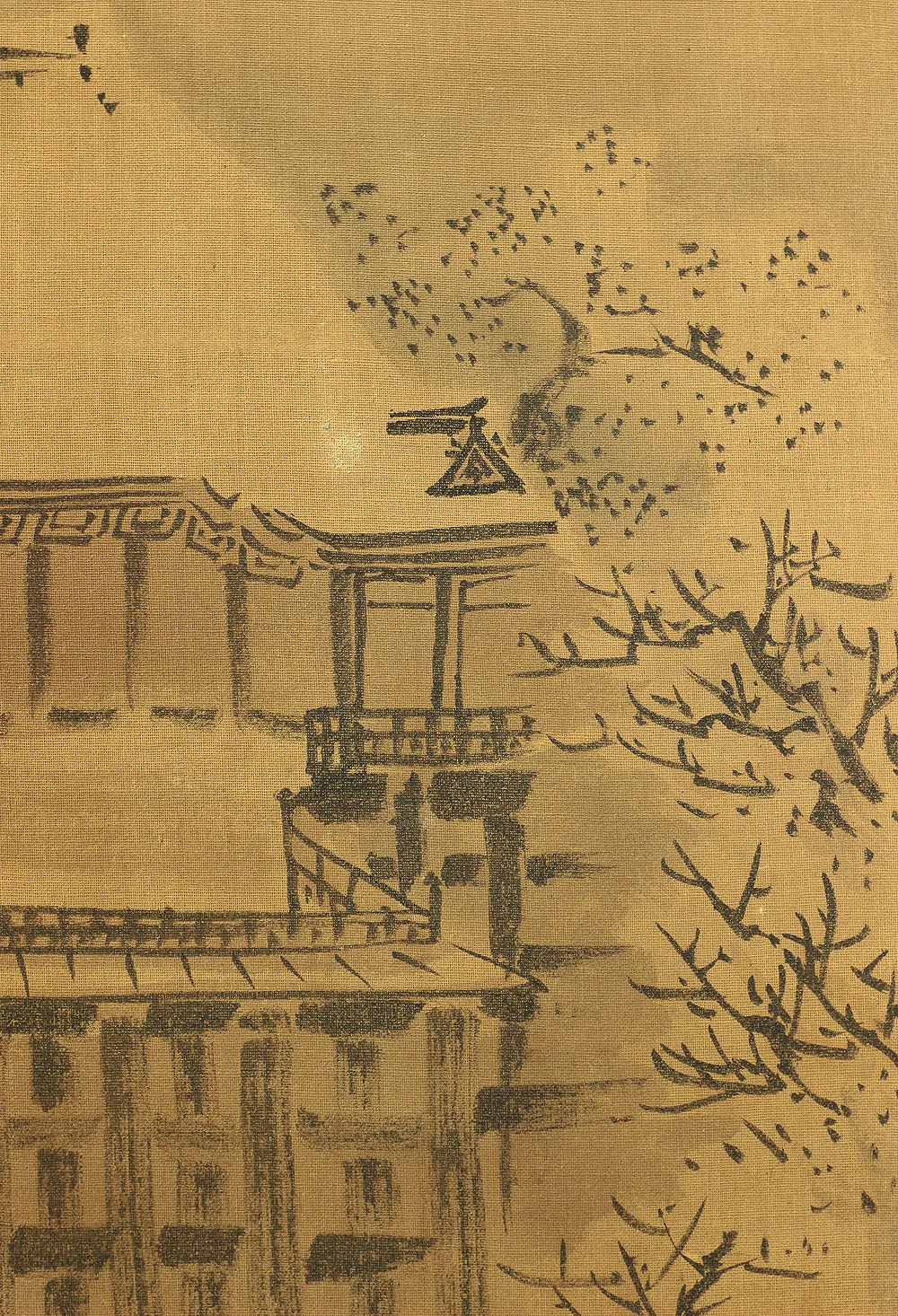 鈴木松年 Suzuki Shonen (1848-1918) Japanese Pair of Room divider Byobu 6 panels Folding screen / Shoki, Kiyomizu-dera in autumn, Dragon, Tiger, Chicken, Hotei, Pine Tree, Kiyomizu-dera in winter, Crane, Jurojin, Arashiyama in spring etc V888 - Image 65
