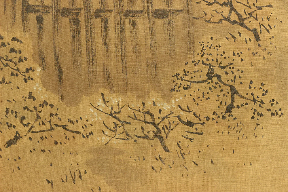 鈴木松年 Suzuki Shonen (1848-1918) Japanese Pair of Room divider Byobu 6 panels Folding screen / Shoki, Kiyomizu-dera in autumn, Dragon, Tiger, Chicken, Hotei, Pine Tree, Kiyomizu-dera in winter, Crane, Jurojin, Arashiyama in spring etc V888 - Image 67
