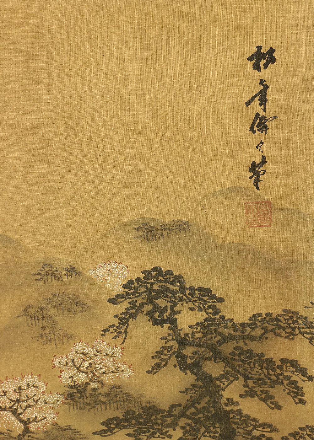 鈴木松年 Suzuki Shonen (1848-1918) Japanese Pair of Room divider Byobu 6 panels Folding screen / Shoki, Kiyomizu-dera in autumn, Dragon, Tiger, Chicken, Hotei, Pine Tree, Kiyomizu-dera in winter, Crane, Jurojin, Arashiyama in spring etc V888 - Image 87