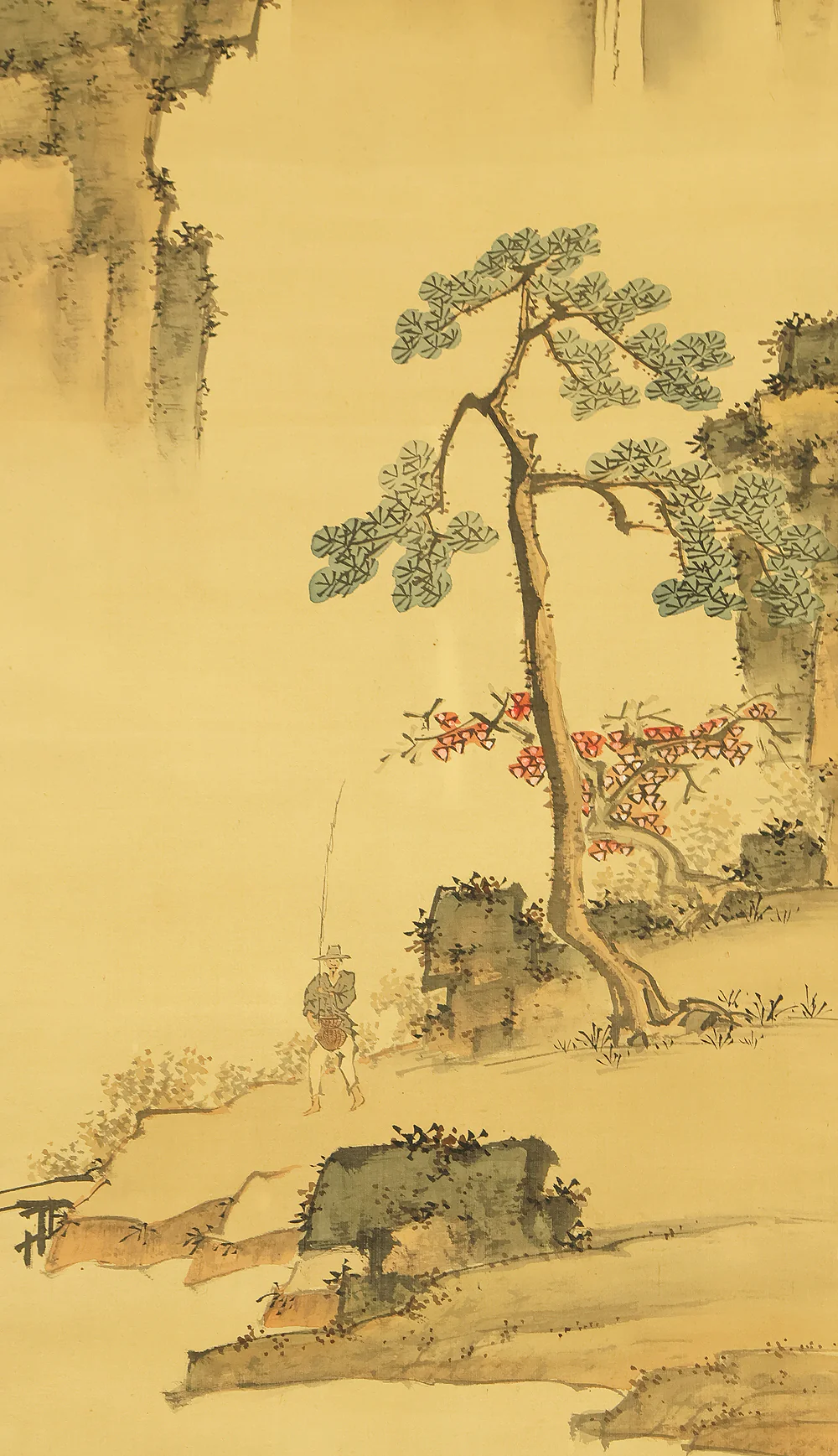 立原杏所 Tachihara Kyosho (1786-1840) Japanese antique art kakejiku kakemono wall hanging scroll / Sansui Landscape Fisherman Beneath Pine Tree on Rocky Mountain RE254 - Image 10