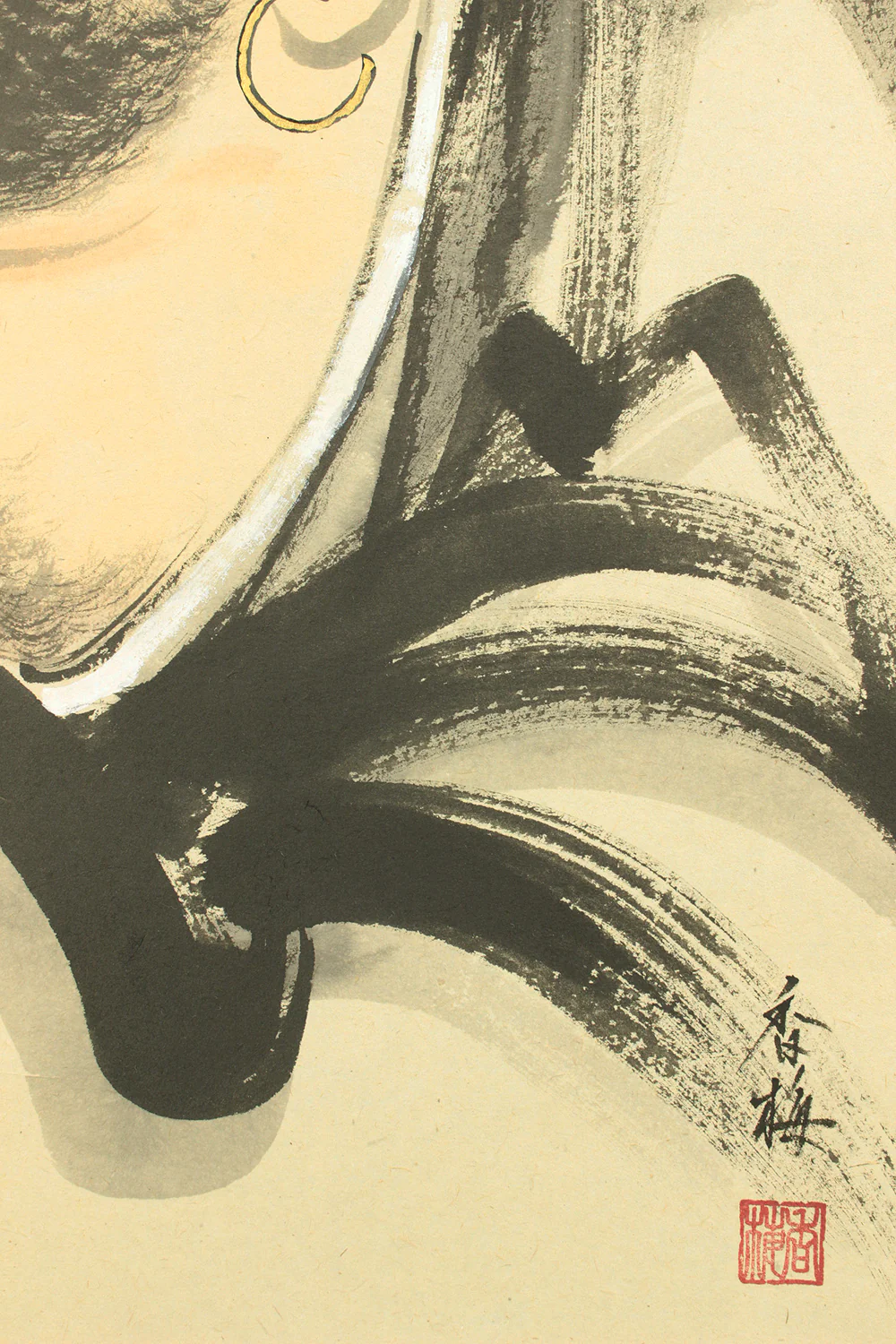 田島香梅 Tajima Kobai (b1955) Japanese art kakejiku kakemono wall hanging scroll / Bodhidharma Daruma 達磨 Fudoshin 不動心 with Original Box (Tomobako) RD396 - Image 10