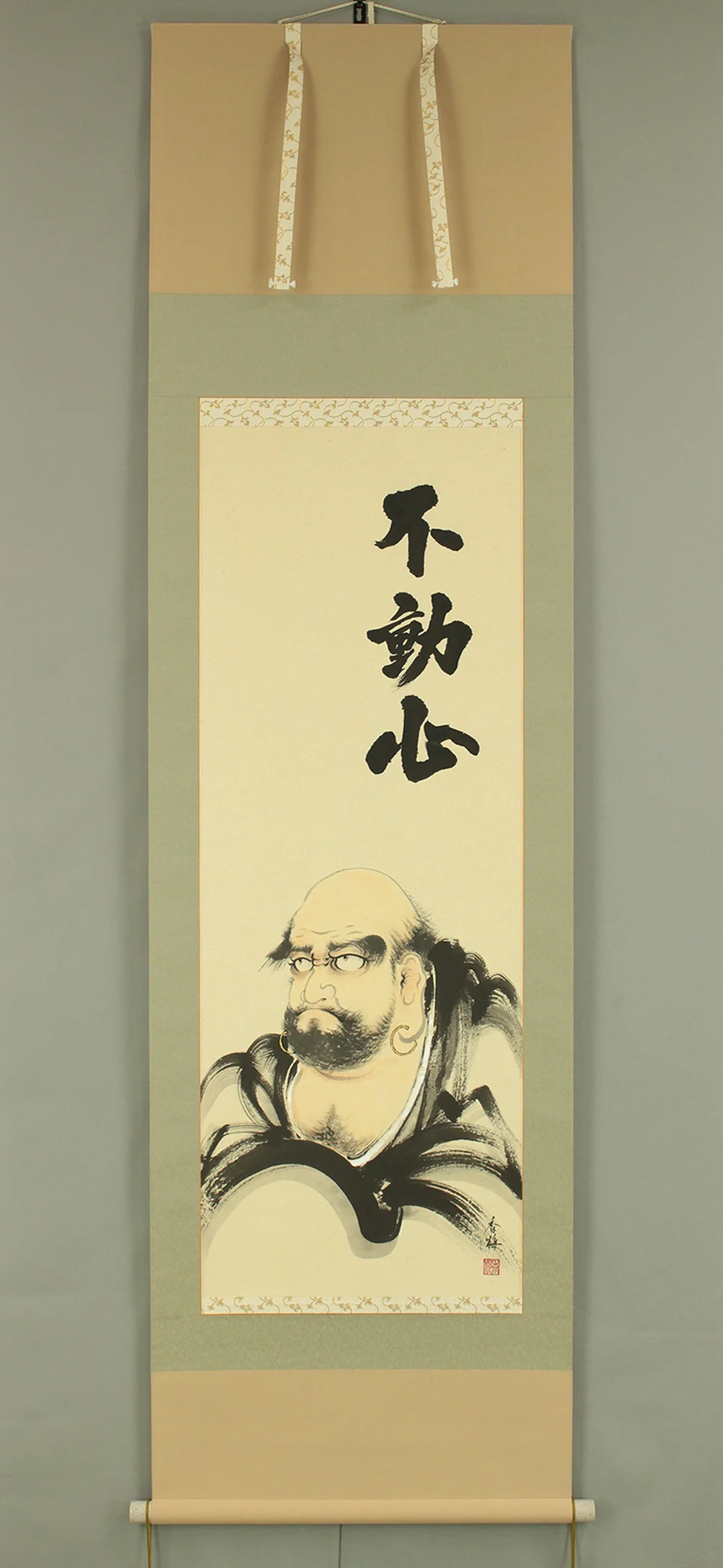 田島香梅 Tajima Kobai (b1955) Japanese art kakejiku kakemono wall hanging scroll / Bodhidharma Daruma 達磨 Fudoshin 不動心 with Original Box (Tomobako) RD396 - Image 2