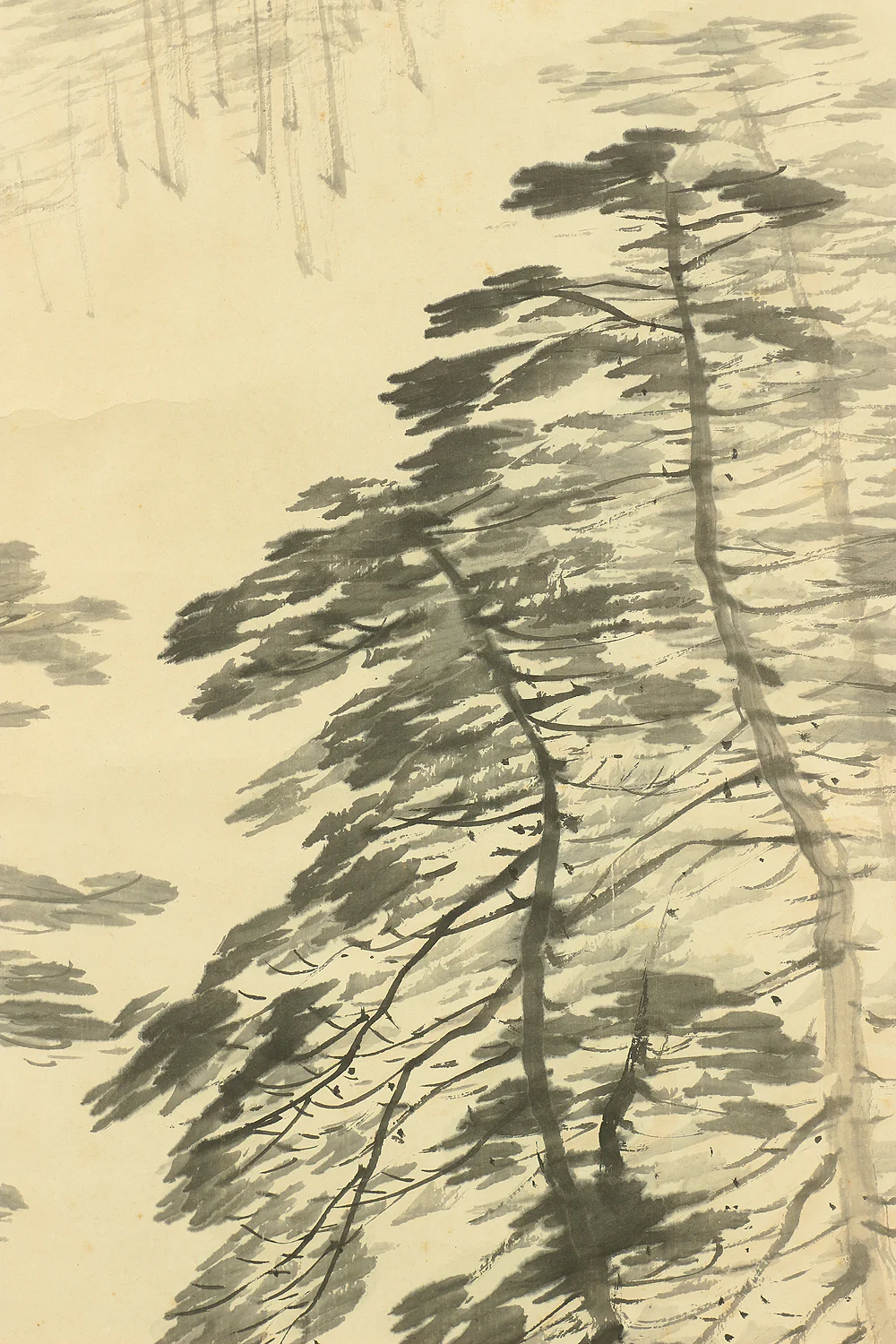 田中頼璋 Tanaka Raisho (1868-1940) Japanese art kakejiku kakemono wall hanging scroll / Mountains, River, Pine Trees, Landscapes Angler Crossing Bridge RC729 - Image 10