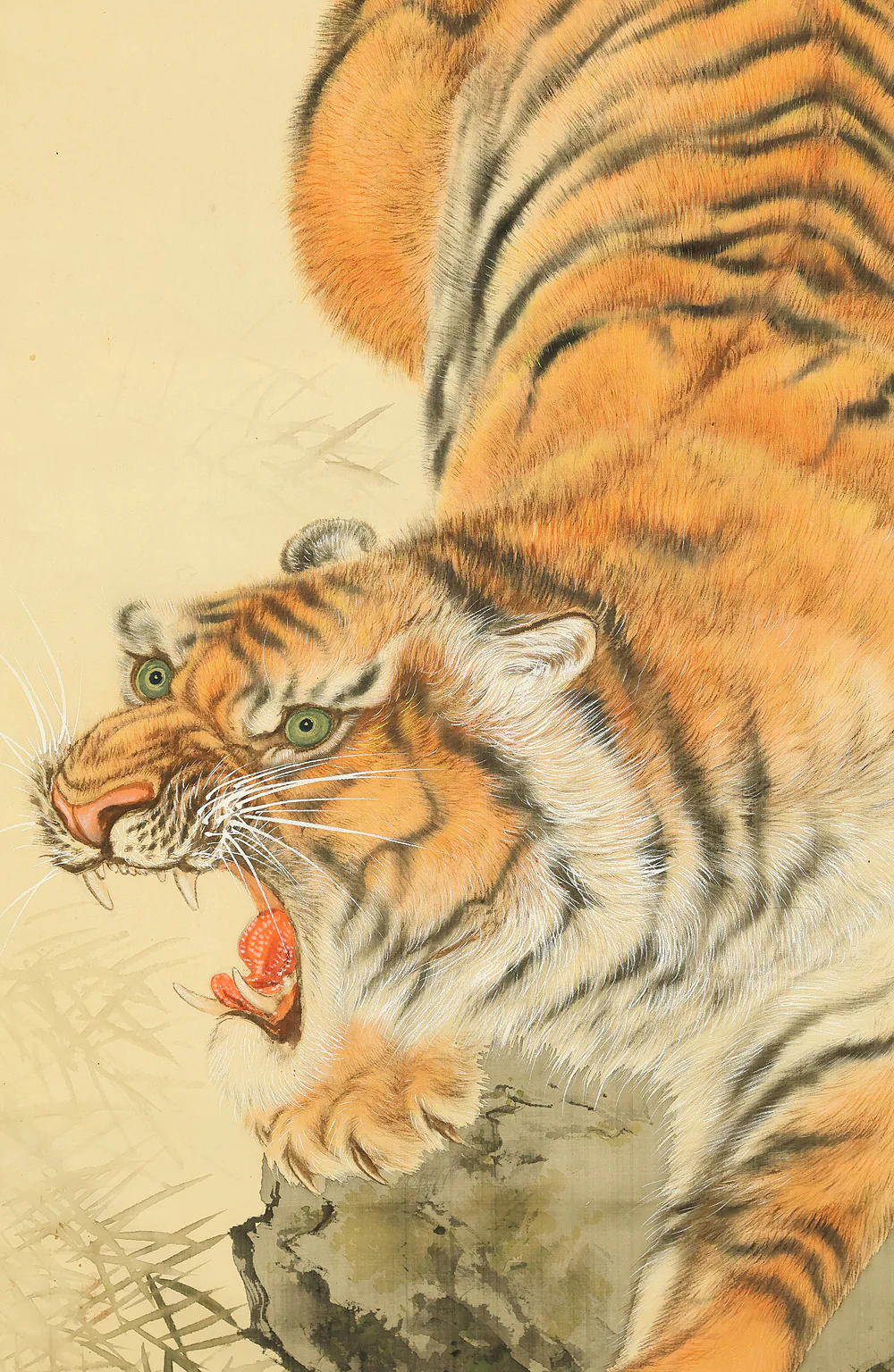 田中頼璋 Tanaka Raisho (1868-1940) Japanese art kakejiku kakemono wall hanging scroll / Roaring Fierce Tiger on Cliff RE425 - Image 6