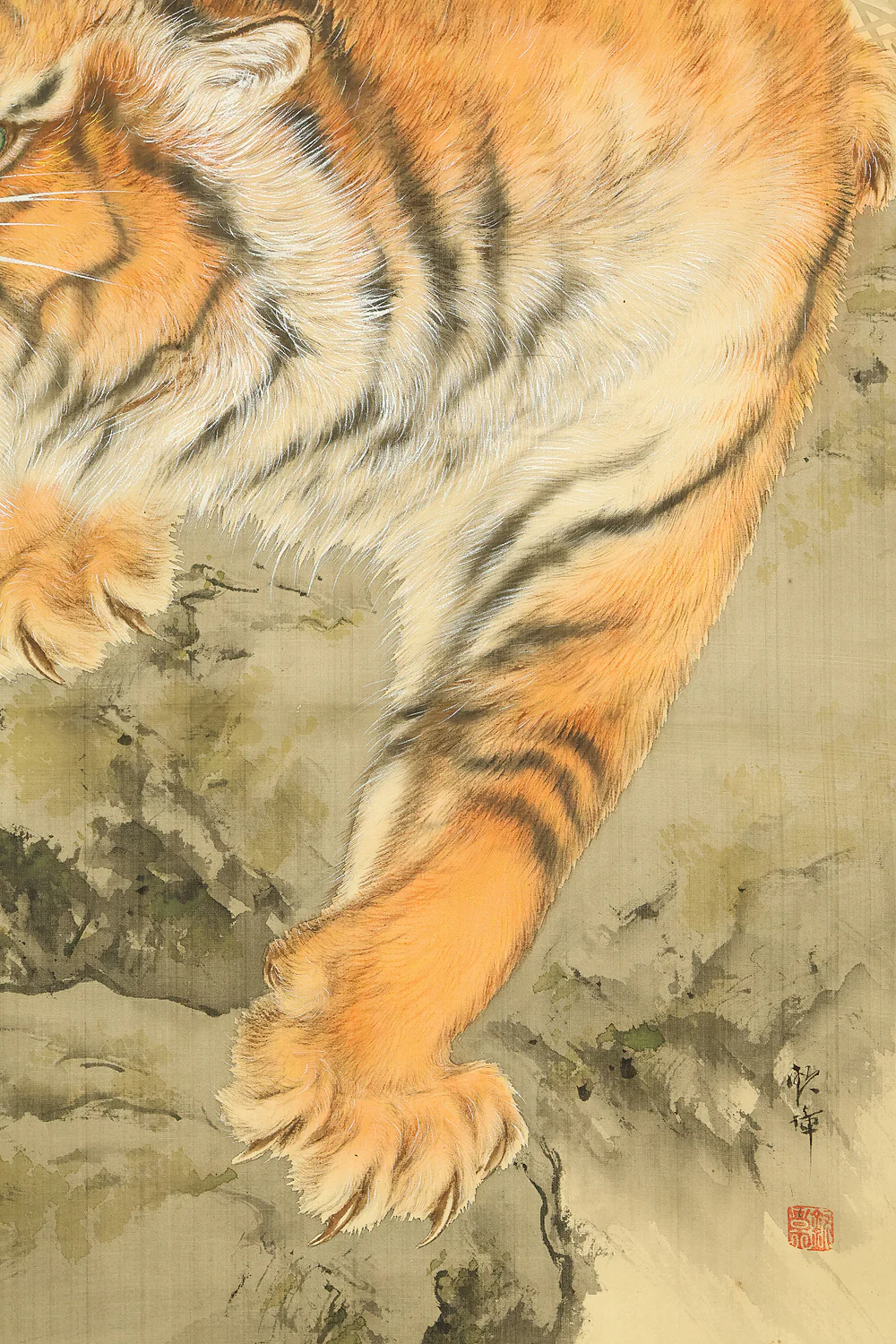田中頼璋 Tanaka Raisho (1868-1940) Japanese art kakejiku kakemono wall hanging scroll / Roaring Fierce Tiger on Cliff RE425 - Image 8