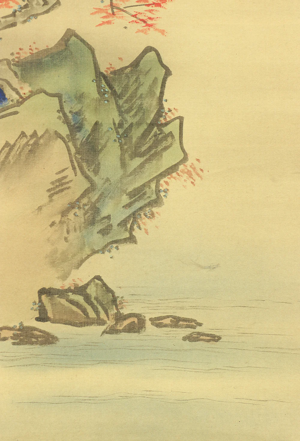 田中訥言 Tanaka Totsugen (1767-1823) Japanese antique art kakejiku kakemono wall hanging scroll / Autumn Sansui Landscapes Mountain River Waterfall Red Leaves RC528 - Image 13