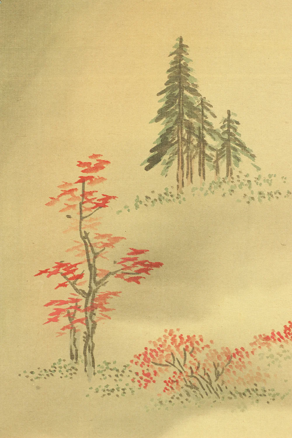 田中訥言 Tanaka Totsugen (1767-1823) Japanese antique art kakejiku kakemono wall hanging scroll / Autumn Sansui Landscapes Mountain River Waterfall Red Leaves RC528 - Image 9