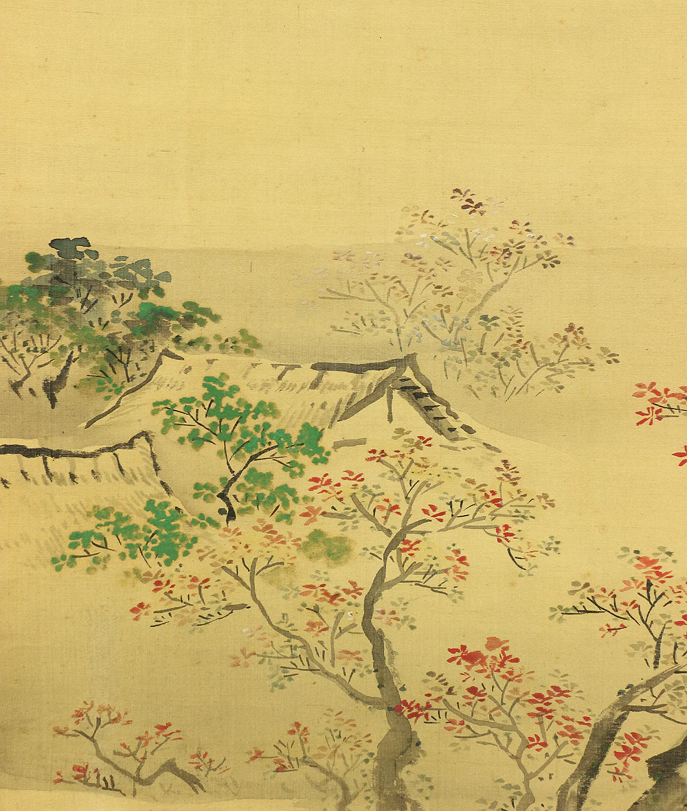田中訥言 Tanaka Totsugen (1767-1823) Japanese antique art kakejiku kakemono wall hanging scroll / Spring and Autumn Mt. Fuji Landscape Sansui with Box A415 - Image 16