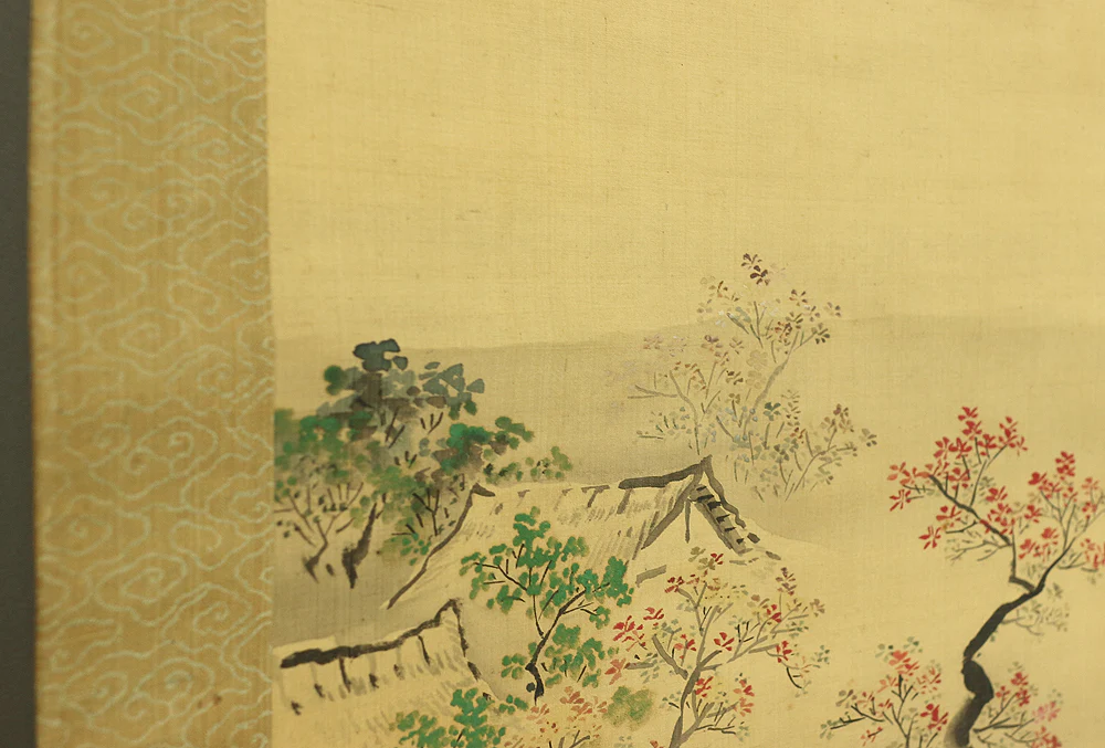 田中訥言 Tanaka Totsugen (1767-1823) Japanese antique art kakejiku kakemono wall hanging scroll / Spring and Autumn Mt. Fuji Landscape Sansui with Box A415 - Image 22