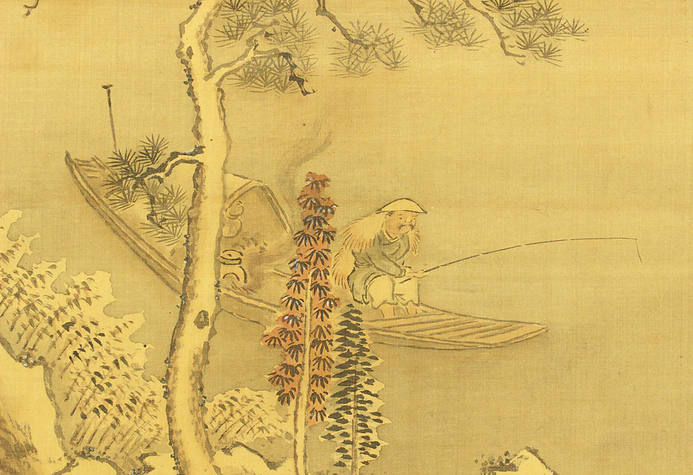 谷口藹山 Taniguchi Aizan (1816-1899) Japanese art kakejiku kakemono wall hanging scroll / Mountain, River, and Old Man Fishing Alone in Small Boat Winter Landscape with Box RD270 - Image 13