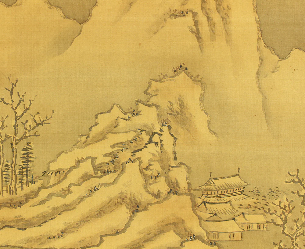 谷口藹山 Taniguchi Aizan (1816-1899) Japanese art kakejiku kakemono wall hanging scroll / Mountain, River, and Old Man Fishing Alone in Small Boat Winter Landscape with Box RD270 - Image 8