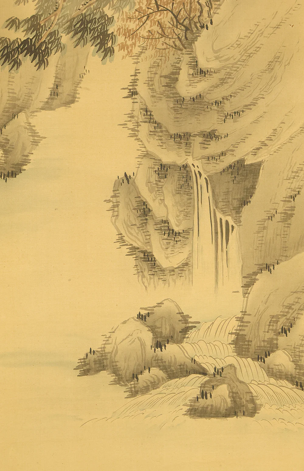 田崎草雲 Tazaki Soun (1815-1898) Japanese art kakejiku kakemono wall hanging scroll / 赤壁山水 Red Cliff Landscape - Boating and Cliff with Box RE241 - Image 10