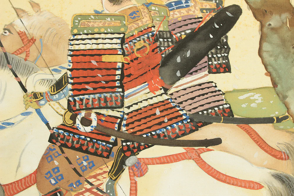 寺田秋豊 Terada Shuho Japanese art kakejiku kakemono wall hanging scroll / Minamotono Yoshiie 源義家 Nakoso no Seki 勿来関図 with Original Box (Tomobako) RD144 - Image 15