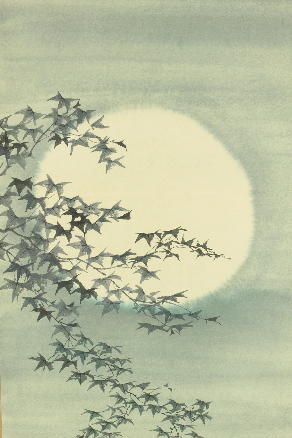 寺岡多佳 Teraoka Taka (b1944) Japanese art kakejiku kakemono wall hanging scroll / Hazy Moon and Lakeside Maples RD230 - Image 5