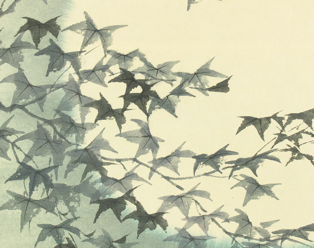 寺岡多佳 Teraoka Taka (b1944) Japanese art kakejiku kakemono wall hanging scroll / Hazy Moon and Lakeside Maples RD230 - Image 7