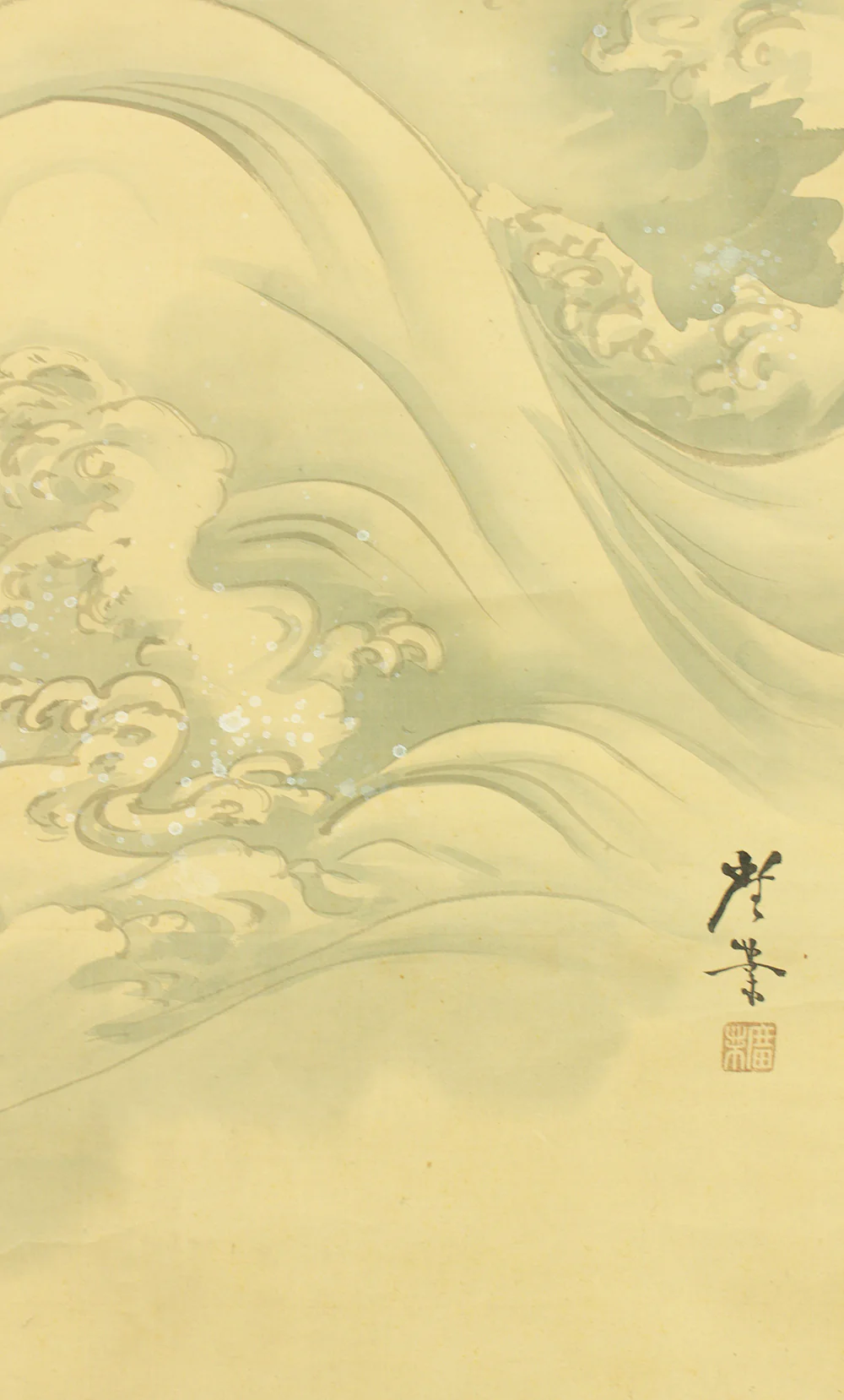 寺崎広業 Terasaki Kogyo (1866-1919) Japanese art Kakejiku Kakemono wall hanging scroll / Rising Sun and Waves RD603 - Image 10