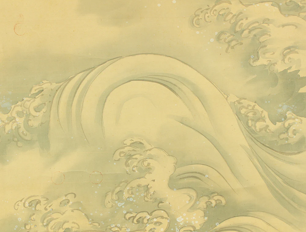 寺崎広業 Terasaki Kogyo (1866-1919) Japanese art Kakejiku Kakemono wall hanging scroll / Rising Sun and Waves RD603 - Image 8